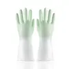 Guantes blancos transparentes de dos colores para lavar platos, guantes de cocina para mujer, de goma, de látex, para lavandería, de plástico impermeable, de goma, para el hogar, cepillo para cuencos.