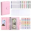 A6 Macaron Cuero PU Transfronterizo Bolsa con Cremallera para Laptop Cuaderno Manual Planificador Financiero de Presupuesto de Efectivo