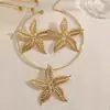 Moda Cruzada Europeia e Americana Conjunto Simples de Colar com Pingente de Folha e Brincos Design de Estrela Conjunto de Joias Femininas