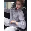 Roupa de Proteção Solar Patchwork de Malha Estilo Americano com Gola Alta para Homens e Mulheres, Roupas Casuais Leves de Secagem Rápida para Esportes de Verão, Ciclismo, Jaqueta de Seda Gelada