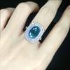 Anillo cuadrado de amatista de imitación directa de fábrica de lujo de doble fila de diamantes aguamarina esmeralda roja