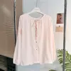 Pijama cárdigan ligero de algodón nube para mujer, de manga larga, corte holgado, top casual de cuello redondo, adecuado para usar en casa o como prenda exterior en otoño