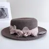 Sombrero de Ala Plana Retro con Lazo de Tela para Mujer, Sombrero de Sol Casual Versátil para Salidas de Verano, Sombrero de Paja con Protección Solar para Vacaciones