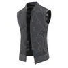 Jaqueta Cardigan Casual Masculina de Outono com Forro de Lã, Colete com Gola Alta, Colete Suéter Multicor Plus Size Outono-Inverno