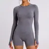 Macacão Longo de Manga Longa para Yoga Sem Costas Europeu e Americano de Secagem Rápida para Mulheres, Levanta Bumbum, Controle de Barriga, Modelador, Roupa Esportiva para Corrida Fitness