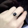 Anillo de Ágata Negra Natural con Circonita para Mujer, Abierto Ajustable, Estilo Simple y Fresco, Anillo Personalizado, Lujo Ligero, Sensación de Alta Gama