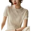 Modelo de Comercio Exterior 2024 Verano Nuevo Estilo Textura Muscular Tejer Manga Corta Recorte Suelto Estilo Coreano Camiseta para Mujer