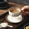 Conjunto de Xícaras de Café de Cerâmica de Alta Qualidade, Elegante, Luxo Leve, Estilo Japonês Simples para Casa e Escritório, Chá da Tarde, Xícara e Pires Vintage