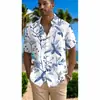 Camisa hawaiana casual de manga corta para hombre, retro, floral, con estampado digital 3D, superventas de verano transfronterizo