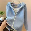 Cárdigan de Punto con Capucha Rayado de Moda Casual Otoño/Invierno 2026 para Mujer, Suéter Superior Delgado Versátil y Elegante