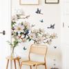 Papel de Parede Adesivos Decoração de Parede Fundo Flor de Magnólia Pássaro Flor Decoração de Parede de Sofá Adesivos de Parede Adesivos de Renovação de Armário