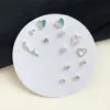 Set de Aretes de Una Semana Combinación Simple Pequeña Aretes Estilo Coreano para Mujer Estilo Estudiante Simple Aretes de Presión Elegantes Versátiles