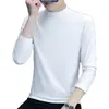 Venta al por mayor directa del fabricante Camiseta de otoño de color sólido con cuello alto y manga larga fina para hombre
