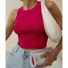 Chaleco de punto con hilo transfronterizo para mujer, novedad de verano de 2024, estilo europeo y americano, color liso, corte entallado, parte superior interior, tirantes cortos