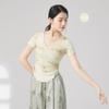 Ropa de Práctica de Danza Clásica para Mujer Verano Nuevo Estilo Chino Estilo Nacional Top de Danza de Manga Corta Ropa de Danza Moderna