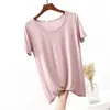 26 Nueva Camiseta de Verano de Modal con Cuello Redondo y Manga Corta Estilo Coreano Cómoda y Versátil Capa Base Top Básico de Color Puro