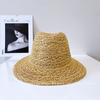 Chapéu Jazz Novo 2025 Primavera e Verão Respirável Vazado Feminino Protetor Solar e de Sol Chapéu de Tricô Chapéu de Praia para Férias na Costa Tendência