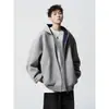 Moletom com capuz pesado estilo americano, cool e estiloso para streetwear masculino, design oversized da moda high-street, jaqueta cardigan com capuz versátil para casais