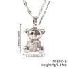 Moxi Amazon al por mayor lindo divertido incrustado circonita sintética oso colgante collar femenino moda personalidad nicho