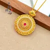 Tienda de Oro Mismo Estilo Oro Antiguo Chapado Diamante Rojo Rosa Girasol Brújula Colgante Ventana de Rosa Giratoria Brújula Cadena para Suéter