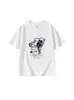 Camiseta de Algodón Puro Negra de Manga Corta con Cuello Redondo, Estilo Nuevo de Verano para Mujer, Marca de Moda Americana, Estampado de Cachorro de Dibujos Animados, Top Casual Holgado para Mujer