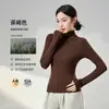 Camiseta Interior de Lana Merino para Mujer 2026 Nuevo Modelo Otoño/Invierno, Amigable con la Piel, Suave, Corte Ajustado, Cuello Alto, Manga Larga