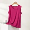 Camiseta sin mangas ligera de modal suelta de verano para mujer, camiseta base sin mangas, ropa interior casual, cubre los costados del pecho, top de tirante ancho