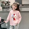 Top Casual Infantil Cartoon para Primavera e Outono de 2026, Roupa de Algodão Puro para Meninas, Camiseta de Manga Longa Super Fofa e Estilosa