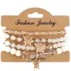 Pulsera Bohemia Multicapa Colgante de Mariposa Cuentas Hechas a Mano 4 Piezas/Set Pulsera de Cristal Artificial Vidrio Diamante