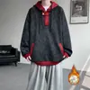 Sudadera con capucha deconstructiva estilo americano, ajuste holgado, tie-dye, bloques de color, para hombre, chaqueta informal de otoño con retazos para pareja, moderna