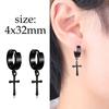 Venta Caliente Transfronteriza Moda Geométrico Cruz Mancuerna Acero Inoxidable Negro Pendientes Personalizados Unilateral para Hombres