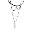 Collar Cruzado Multicapa Oscuro para Mujer, Collares Apilados Dulces y Geniales Sexy, Accesorios de Cadena para Clavícula con Diseño de Nicho