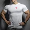 Camiseta Deportiva Ajustada de Manga Corta con Estampado Gymshark para Hombre, Fitness, Baloncesto, Running, Elástica, Entrenamiento