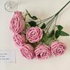 Simulação 7 rosas de concubina imperial buquê falso sala de estar desktop arranjo de flores diy decoração de quarto de casamento adereços de flores para segurar na mão fotografia