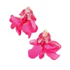 Pendientes de Flor con Incrustaciones de Diamantes de Color Sólido con Diseño Personalizado Transfronterizo Europeo y Americano Estilo Dulce Simple Pendientes de Moda para Viajeros Suministro