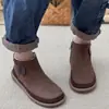 Botines cortos para mujer 2026, elegantes, nueva colección de invierno, forrados de felpa, botines Chelsea retro casual, botines planos de moda, zapatos mom
