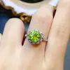 Atacado de Fábrica Popular Conjunto de Peridoto Natural com Cravação em Prata S925 Pedra Principal 8*8 Joias de Luxo Venda Direta da Fábrica