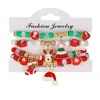 Accesorios Navideños Transfronterizos Europeos y Americanos Pulsera de Arcilla Suave con Perlas de Imitación Set de Joyería con Colgante de Papá Noel y Reno