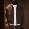 Jaqueta Bomber Tie-Dye com Gola Alta de Outono para Homens, Marca Estilosa e Moderna para Jovens, Nova Jaqueta de Couro Casual Americana 2026 para Homens