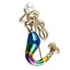 Blue Hao Europeu e Americano Moda Personalidade Pintado Óleo Gota Sereia Corsage Personalidade Pérola Pin Fivela Acessórios Broche