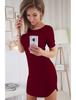 2022ebay Amazon venda quente wish venda quente cor sólida manga curta slim vestido fenda em U 2106