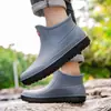 Botas de Lluvia Cortas para Hombre Transfronterizas Antideslizantes Impermeables Engrosadas Resistentes al Desgaste de Goma Botas de Lluvia para Exteriores Cruce de Agua Comercio Exterior Venta al por Mayor