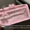 Bolsa de Lápices Transparente de Doble Capa a Cuadros Rosas Estilo Ins de Aspecto Caro Corazón de Niña Estudiante Bolsa de Papelería de Gran Capacidad Bolsa de Almacenamiento