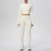 Conjunto de Yoga Ajustado para Exteriores con Sensación de Nube para Mujer, Conjunto de Dos Piezas de Secado Rápido, Crop Top de Cintura Alta para Correr, Deportes y Fitness