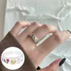 Anel Colorido Exquisito Personalizado em Forma de Coração Estilo Coreano para Mulheres, Moda Vintage, Anel Aberto Simples e Versátil com Junta de Bambu, Anel para Dedo Indicador
