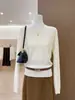 Foto real~Suéter de malha curto estilo simples com gola U, justo ao corpo, para mulheres, top versátil estilo coreano que afina a silhueta 25263