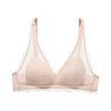 Conjunto de Lingerie de Renda com Bojo Triângulo Francês Sem Costura para Seios Pequenos com Push-Up Sutiã de Verão Fino Sem Aro Feminino