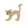 Broche de gato con incrustaciones de diamantes, pin de animal creativo de aleación, accesorio de moda, broche de animal transfronterizo, exquisito, lindo, vintage