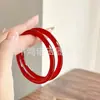 Pulsera de Banda Plana Delgada de Ágata Roja con Hielo Natural Banda Redonda Delgada de Ágata Roja Pulsera de Jade Suministro para Transmisiones en Vivo