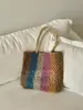 Venta Caliente Transfronteriza Diseño de Nicho Francés Color de Contraste Paja de Papel Bolso Tejido a Mano Bolso de Hombro Viaje de Vacaciones Bolso Tejido de Paja